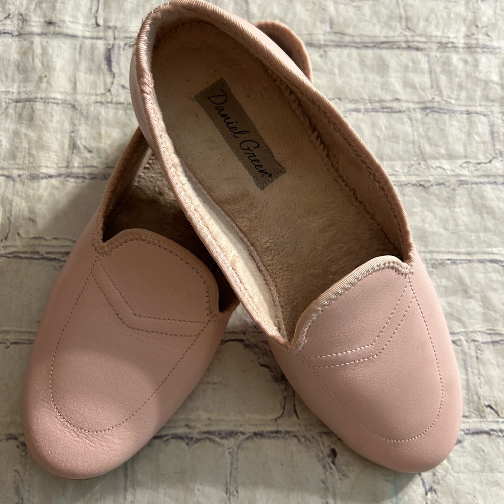 DANIEL GREEN PINK SPLIT LEATHER FAUX FUR LINING WOMEN’S SLIPPERS SIZE 7M - Picture 6 of 9